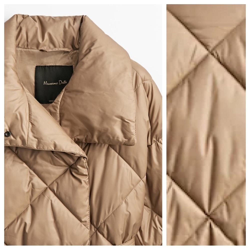 NWT. Massimo Dutti Camel/Light Brown Double-Breasted Puffer Jacket. Size S. - Picture 4 of 11